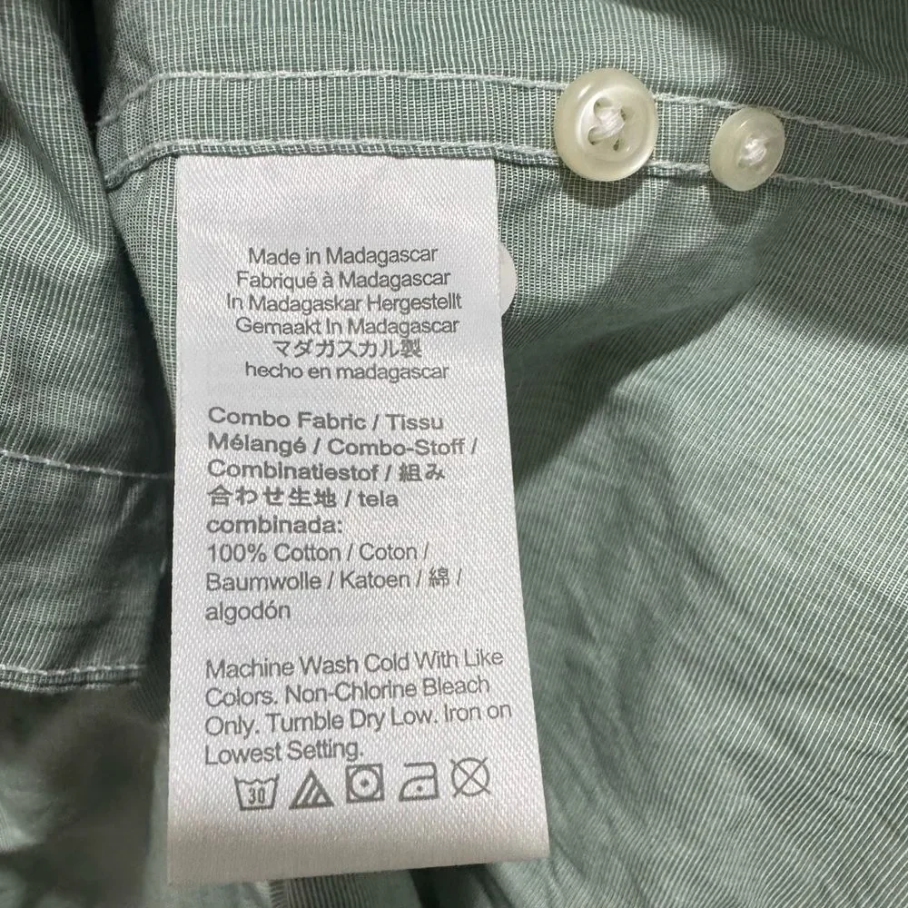 J.Crew men’s light green slim secret wash cotton poplin shirt size medium NWOT